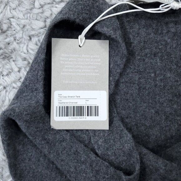 Everlane The Cozy Stretch Tank Crop Yak Wool Blend Large Heathered Charcoal Gray - Picture 5 of 8